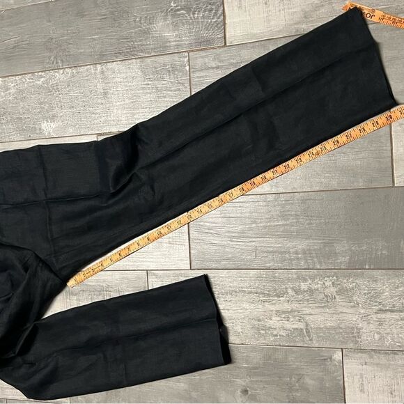 Vtg 90s High Rise 100% Linen Crisp Straight Leg Elastic Waist Flat Front Pant S - Picture 7 of 9